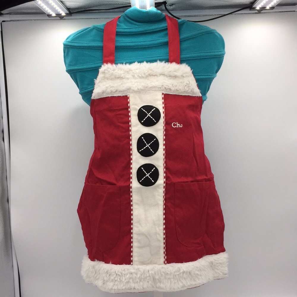 Pottery Barn Kids Christmas Apron Child’s “Cha” Kitchen Cooking Baking New